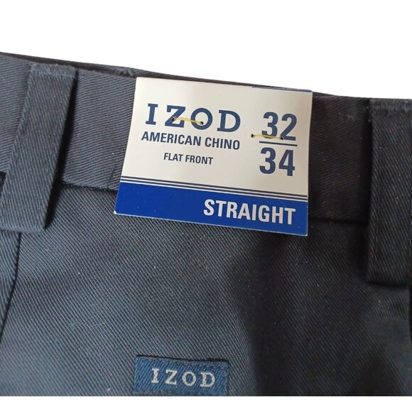 Izod American Chino Wrinkle Free Straight Fit Pants 32x34 Flat Front 100% Cotton - Picture 3 of 9